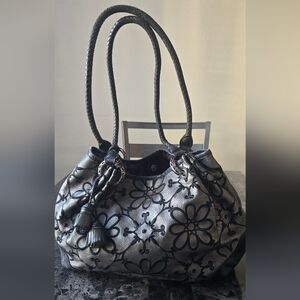 Brighton Black and Silver Floral Shoulder Bag